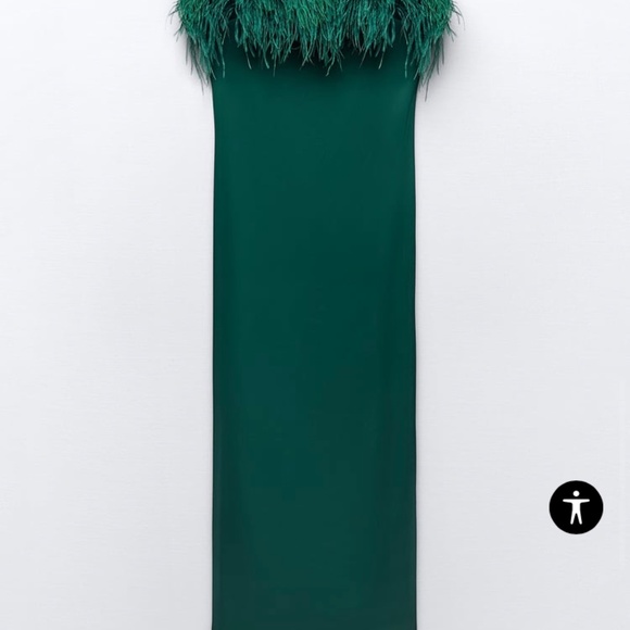 ZARA FEATHER SATIN EFFECT DRESS - Picture 2 of 11